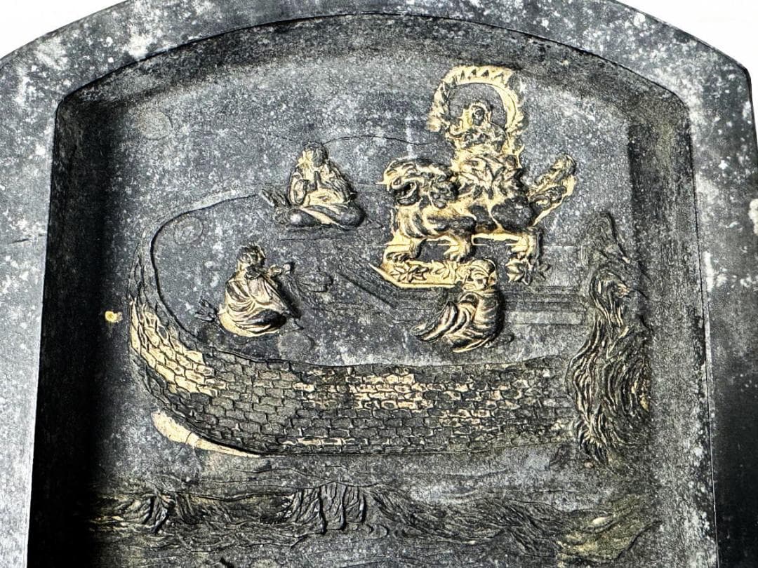 清 東林蓮社 硯型古墨 乾隆 約1678g 美術 中国 書道 墨 WWFT001