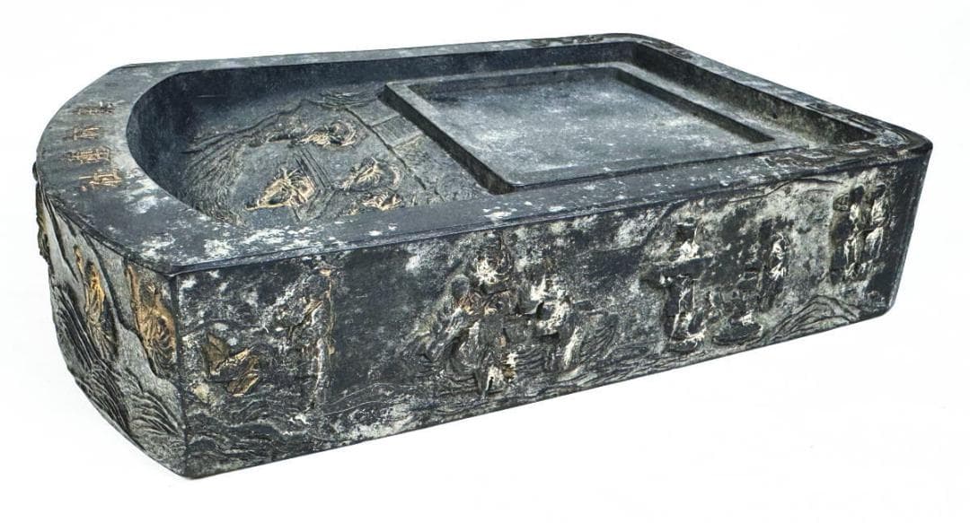 清 東林蓮社 硯型古墨 乾隆 約1678g 美術 中国 書道 墨 WWFT001