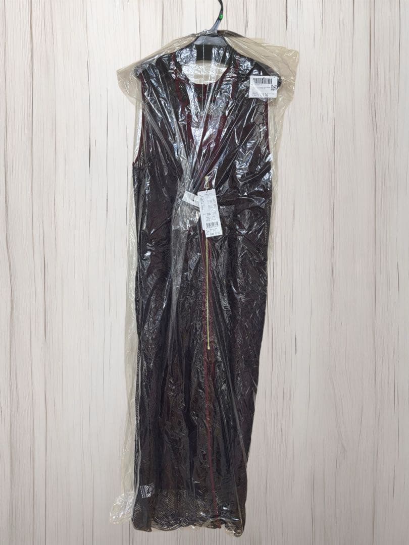 【即配送】ANDRESD バーガンディ ケミカルレースドレス Mサイズ