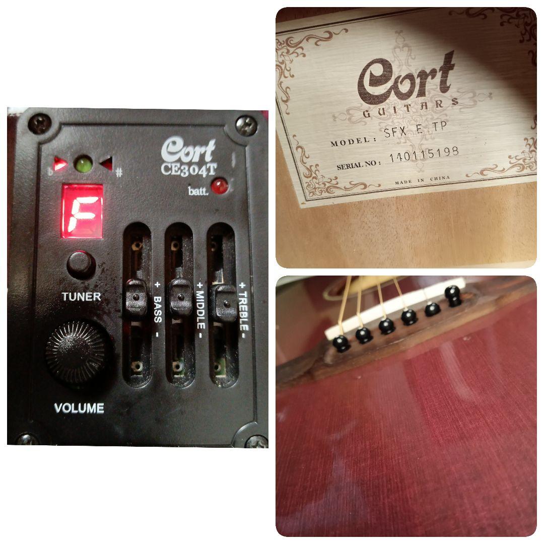 エレアコ Cort コルト パープル 紫 エレキ アコースティックギター SFX