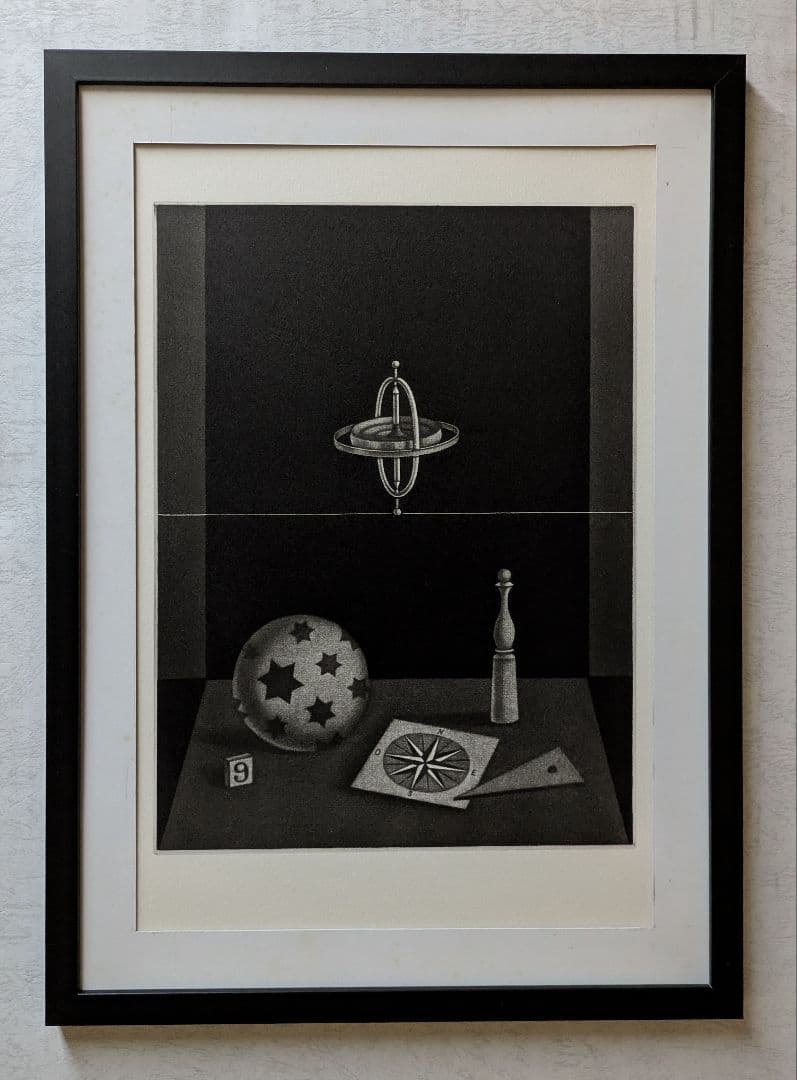 o長谷川潔の500部限定作品 「ジロスコ―プのある静物画」真作保証