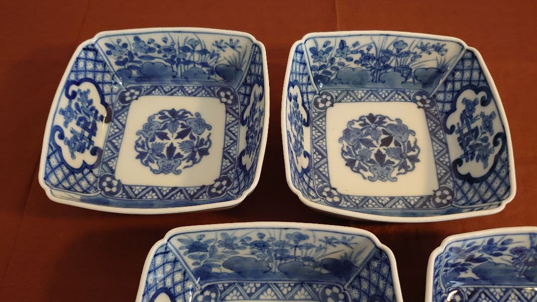 古伊万里　伊万里　染付　角鉢　江戸期　蔵出し　４客