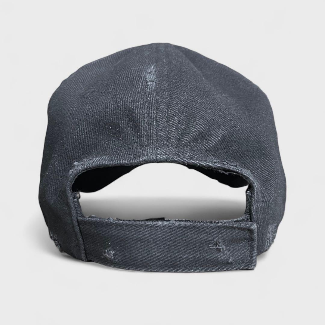 バレンシアガ LOGO VISOR キャップ ダメージ加工 ブラック 帽子
