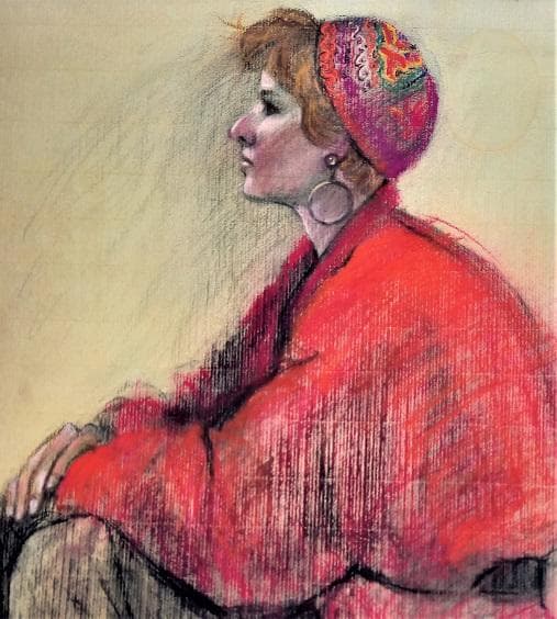 ハンガリー人の画家が描いたパステル画、サインがあるが読めません。М15号位の大作