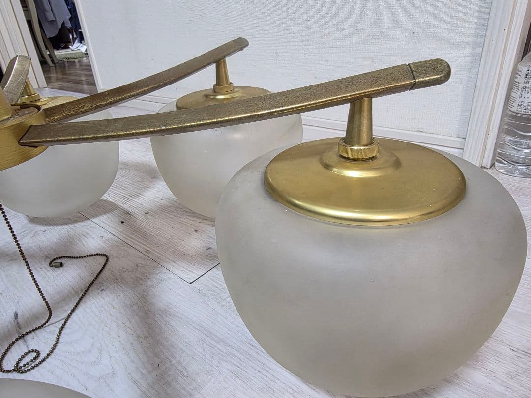 フロストガラス6灯シーリングライト照明　昭和レトロ　ガラス　シャンデリアヤマギワ