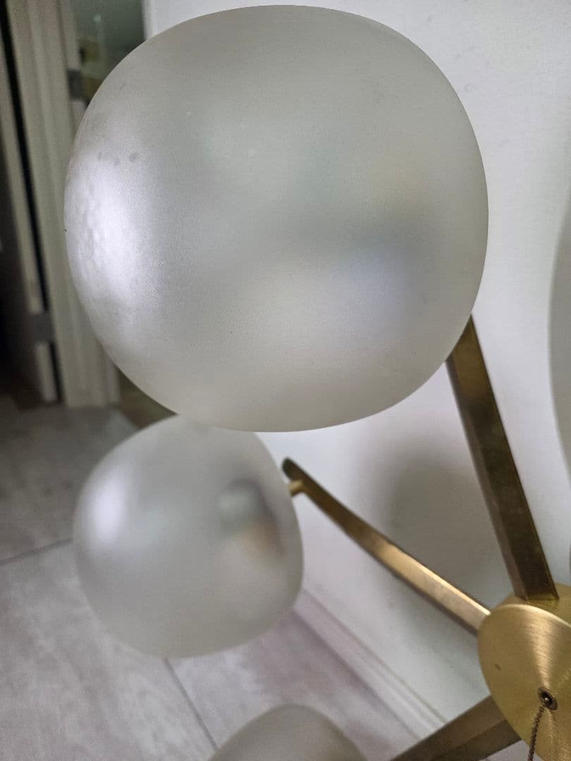 フロストガラス6灯シーリングライト照明　昭和レトロ　ガラス　シャンデリアヤマギワ