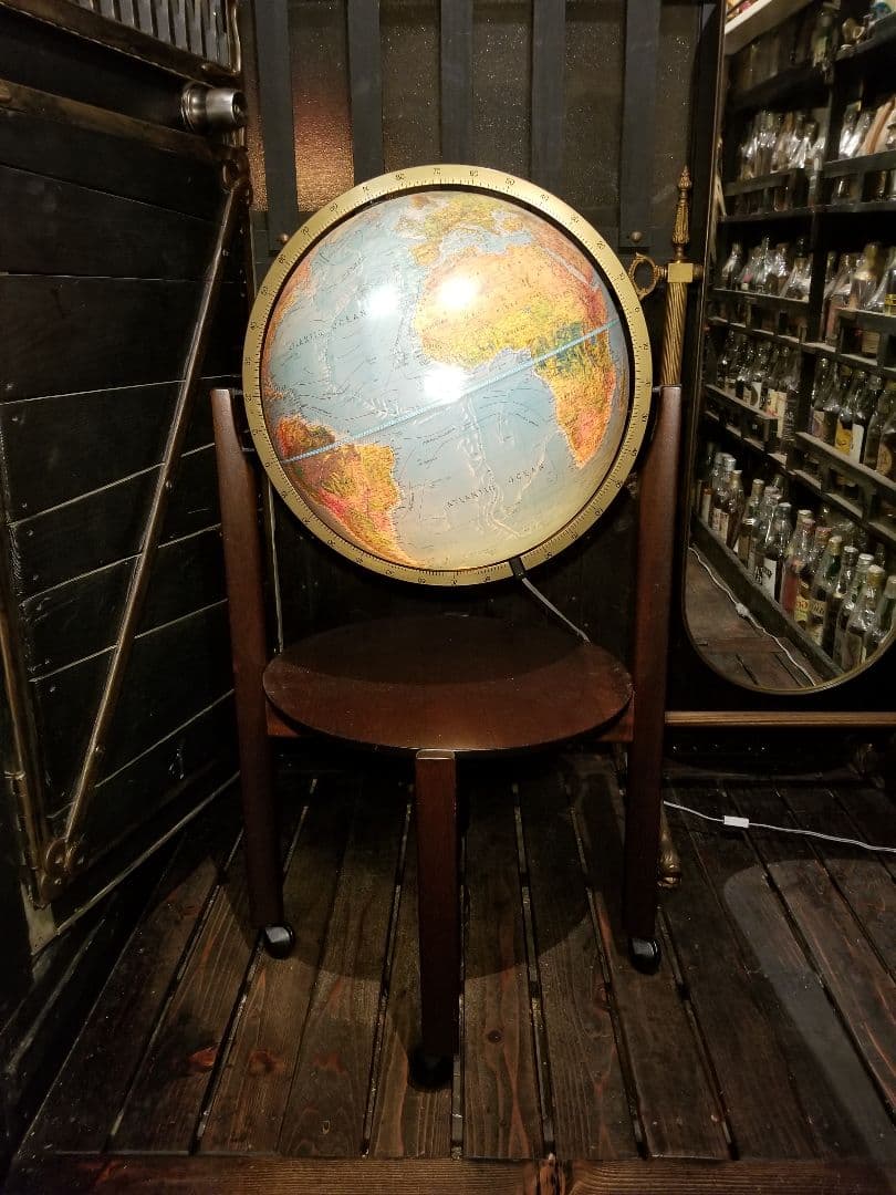 レア　北欧　デンマーク製　スキャングローブ社　木製　地球儀　ウッド　ランプ