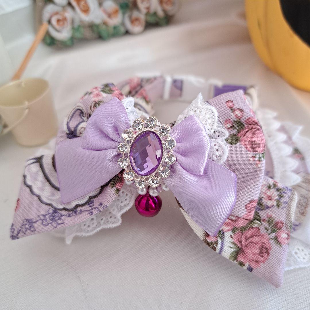 襟つき首輪、ハロウィン限定、スイートロリータ(パープル)わんちゃん猫ちゃん用