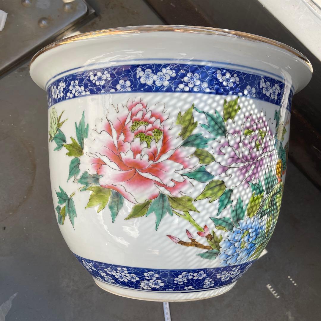 花柄陶器鉢 直径約40cm