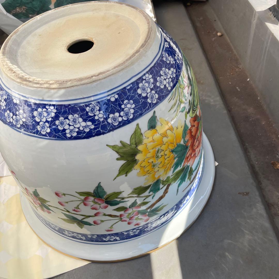 花柄陶器鉢 直径約40cm