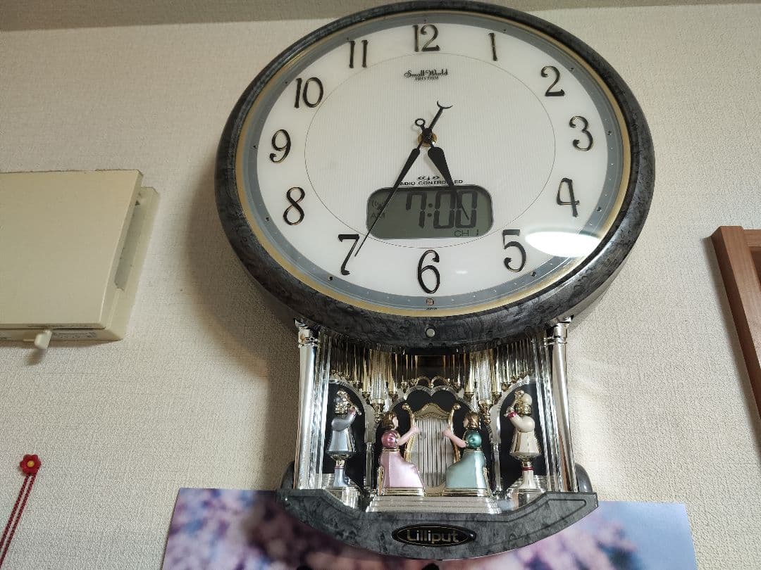 訳ありリズム時計 スモールワールド・リリパットホール 4FY605 からくり時計