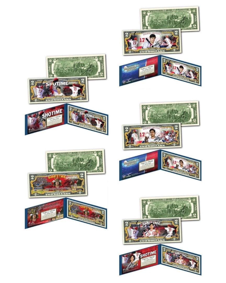 【記念限定品合計10点】大谷翔平2ドル紙幣7枚＆ 1/2ドル金貨3枚【おまけ有】