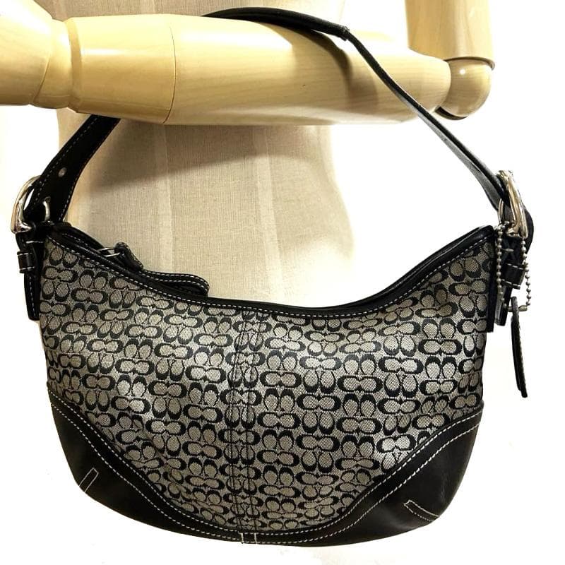 美品 コーチ COACH バッグ ハンドバッグ ミニ シグネチャー ブラック