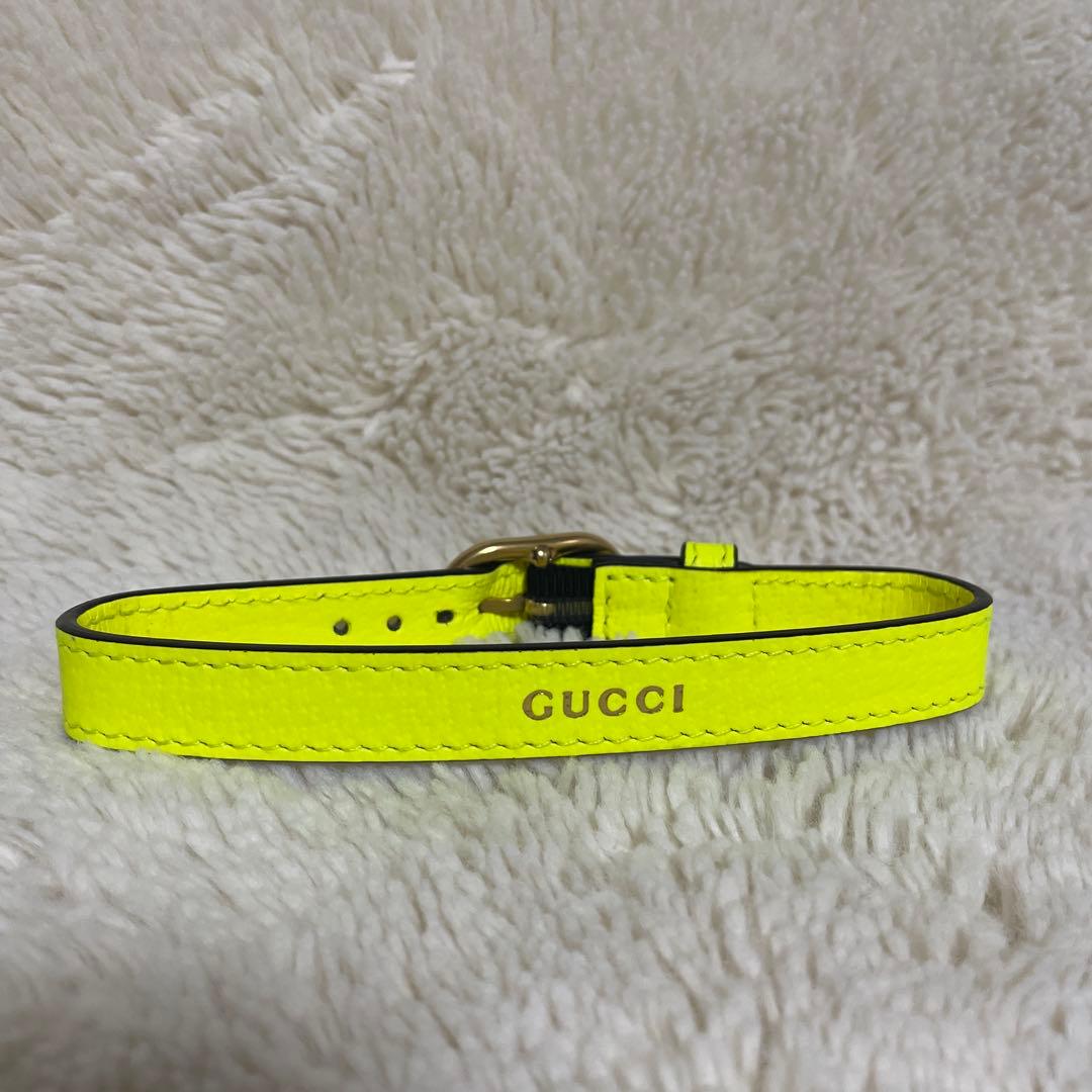 美品　GUCCI ネオンイエロー レザー　首輪　ダイアナ