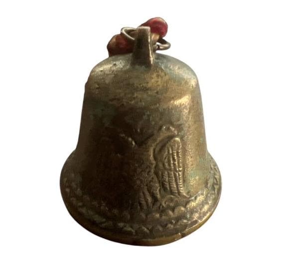 ベル　真鍮製　アンティーク　レトロ　古物　紐付　絵柄　刻印　鷲