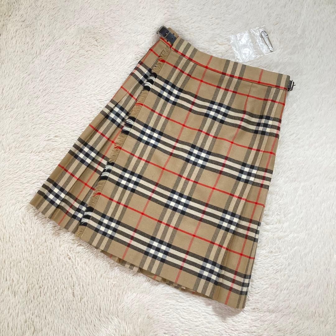 美品 バーバリーズ プリーツ 巻きスカート 2WAYノバチェック スコットランド