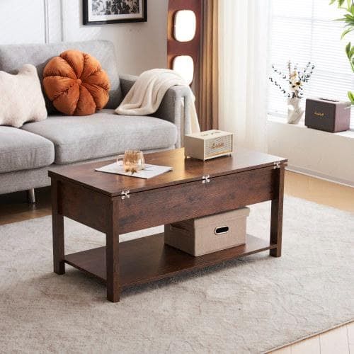 ローテーブル 収納付き センターテーブル 天板昇降式 天板2倍展開可能 大容量