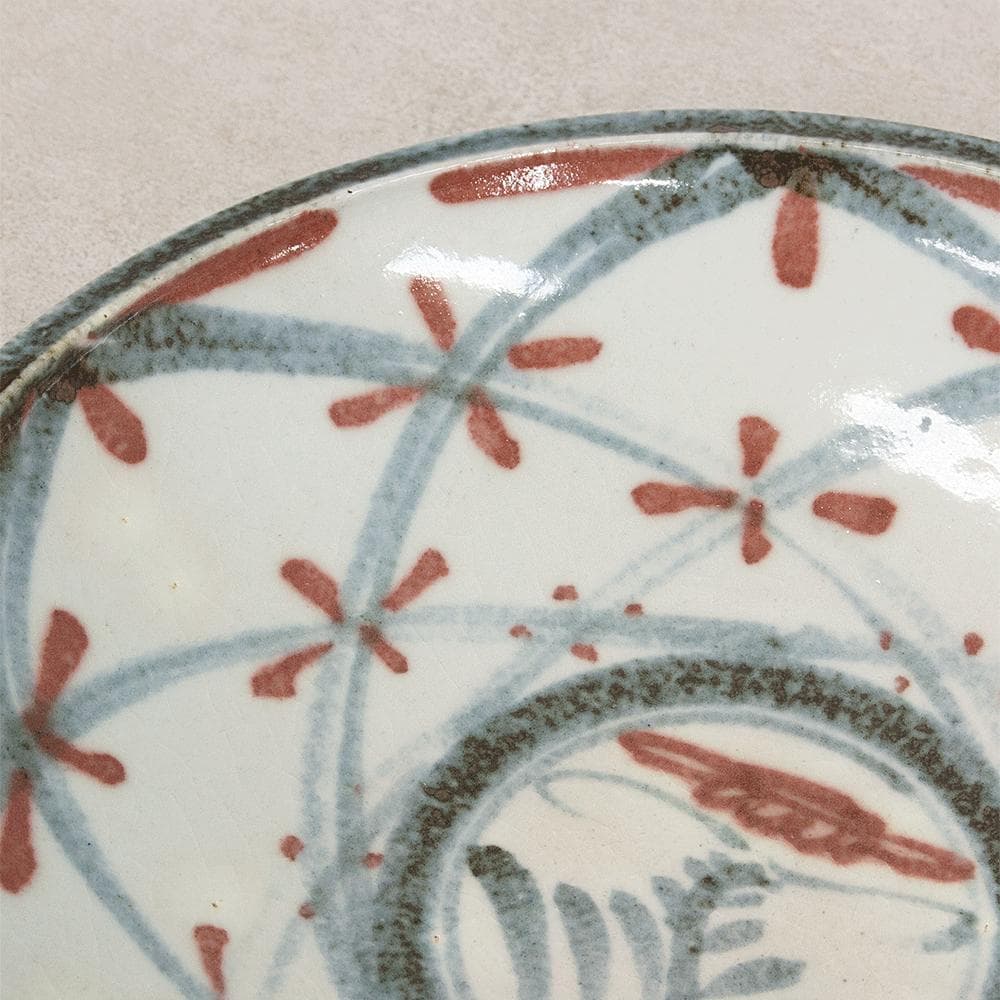 河井久 飾り皿 大皿「花紋鉢」直径34.1cm 共箱 河井寛次郎・河井武一に師事