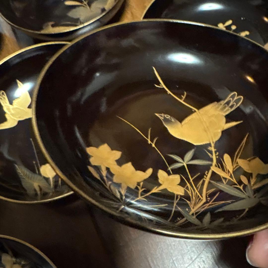 特別出品　アンティーク蒔絵が素敵な菓子皿10枚　鳥と花　風情あり　茶道具