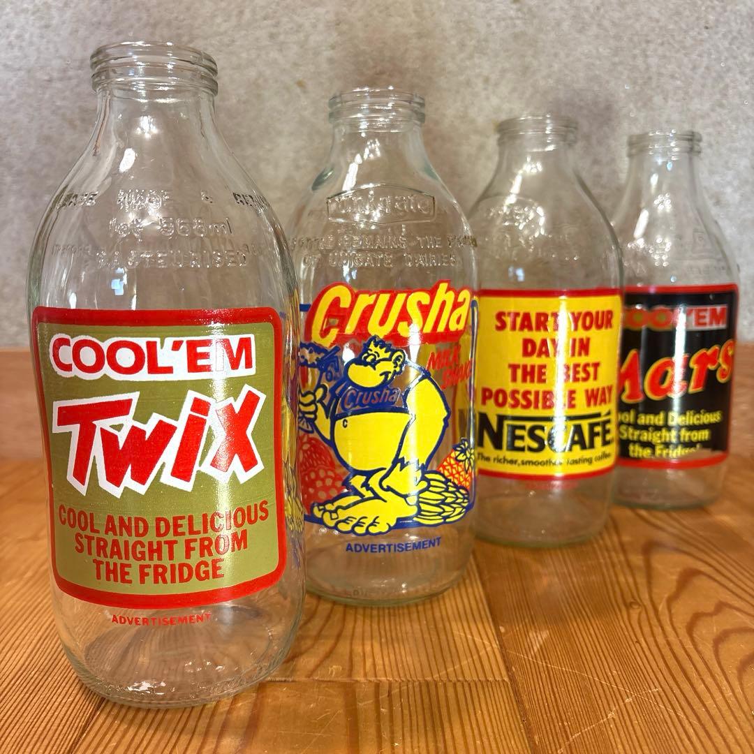 80年代　イギリス　アドバタイジング　牛乳瓶　セット