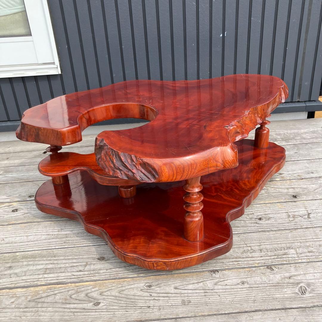 昭和レトロ 一枚板 お座敷ワゴン ポットワゴン 木製 古家具 サイドテーブル