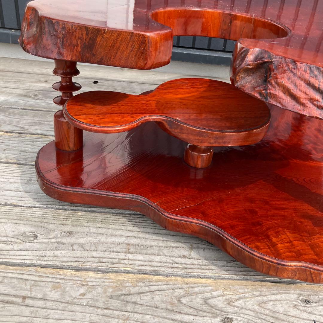 昭和レトロ 一枚板 お座敷ワゴン ポットワゴン 木製 古家具 サイドテーブル