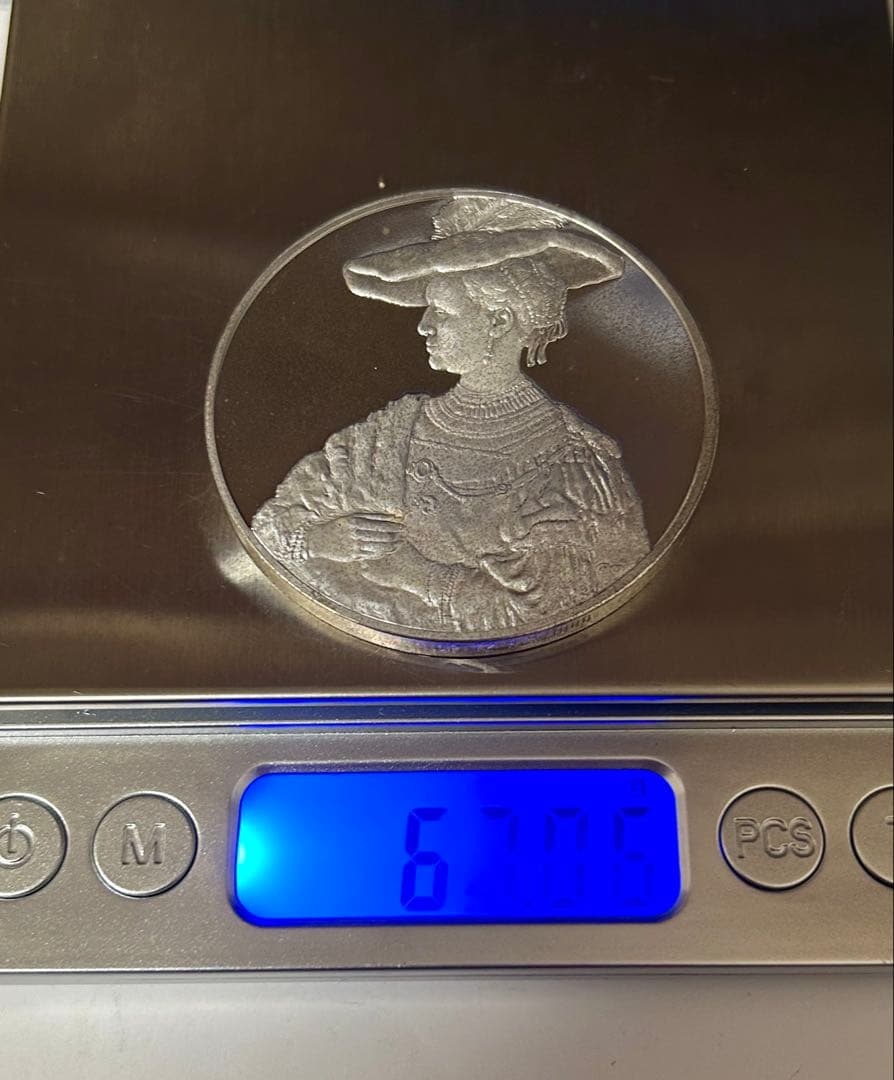 フランクリンミント社銀メダル 約67g レンブラントの『サスキアの肖像』