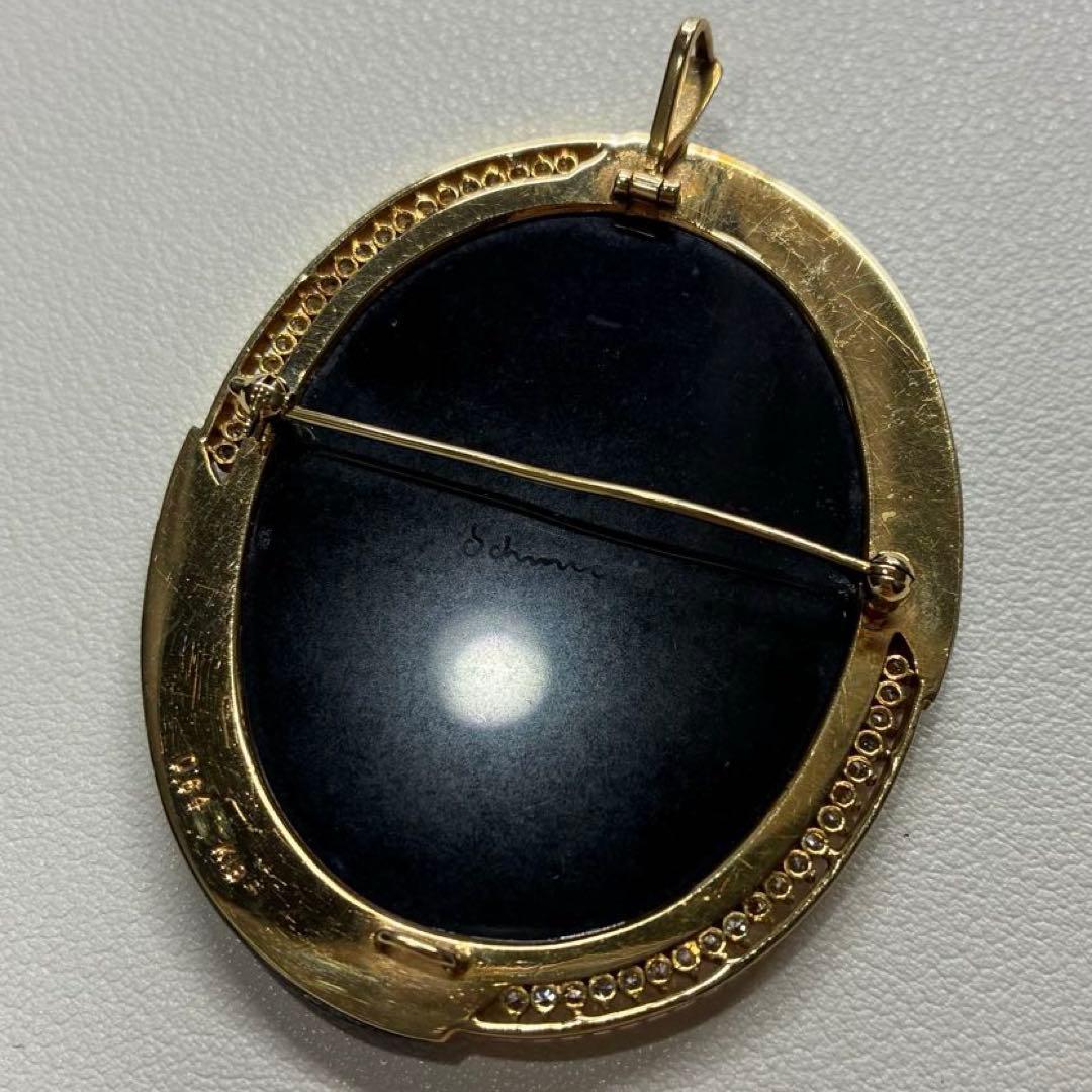 Schmidt作 カメオ ブローチ ネックレストップ K18 0.64 約28g