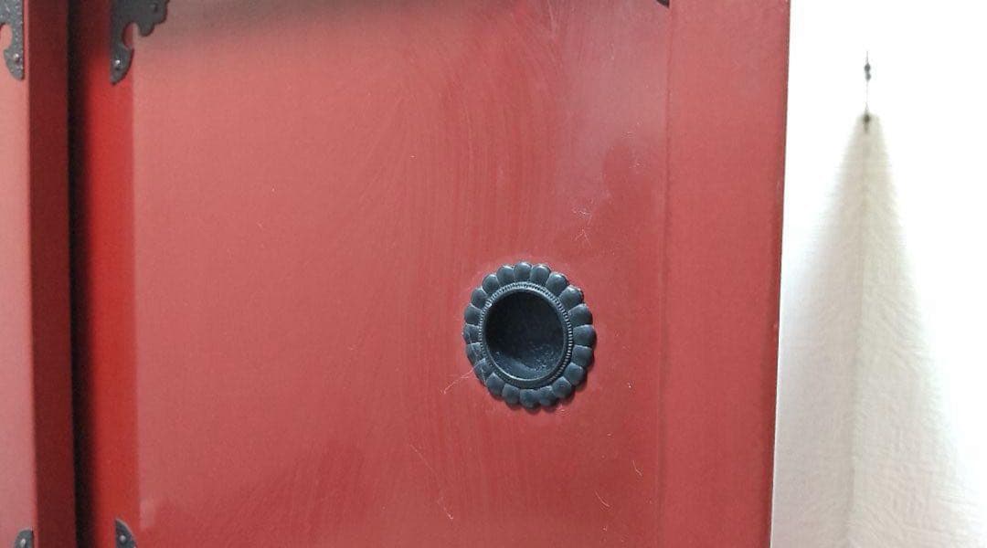 あべちゃん仙台箪笥　赤木肌木地呂漆塗り 彫金手打金具　高級　民芸家具