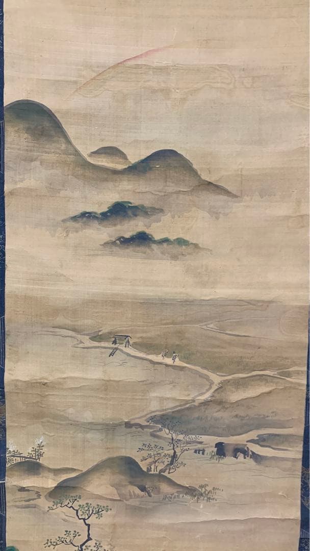 ②④ 中国？山水風景水墨画掛軸　署名捺印有り　作者不明　江戸時代？