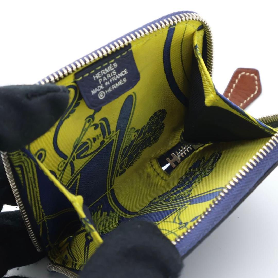 【極美品】HERMES アザップシルクイン　ケース　小銭入れ　ネイビー