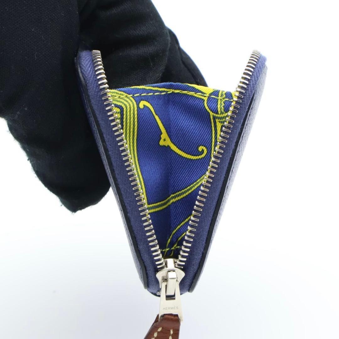 【極美品】HERMES アザップシルクイン　ケース　小銭入れ　ネイビー