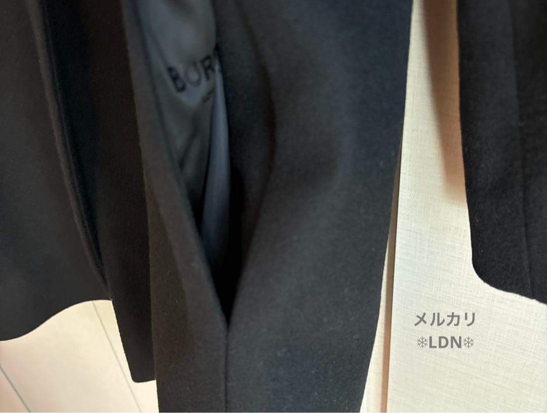 バーバリーロンドン エンベリッシュト メルトンウール スウィングコート 140黒