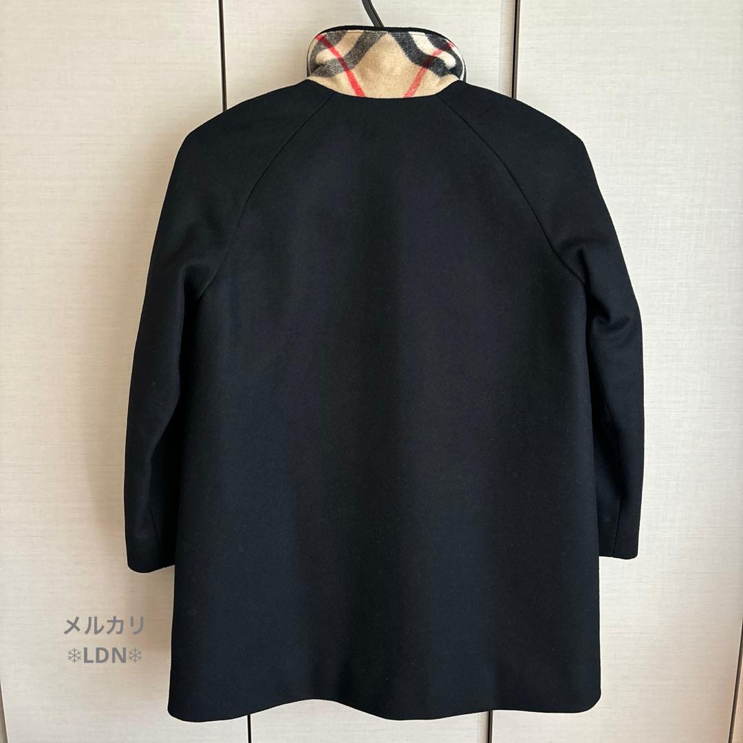 バーバリーロンドン エンベリッシュト メルトンウール スウィングコート 140黒