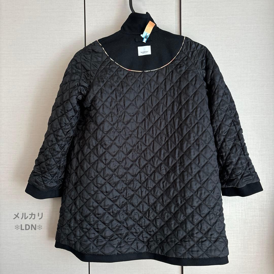 バーバリーロンドン エンベリッシュト メルトンウール スウィングコート 140黒