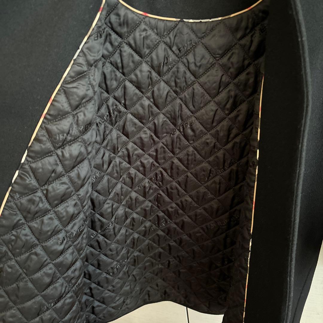 バーバリーロンドン エンベリッシュト メルトンウール スウィングコート 140黒