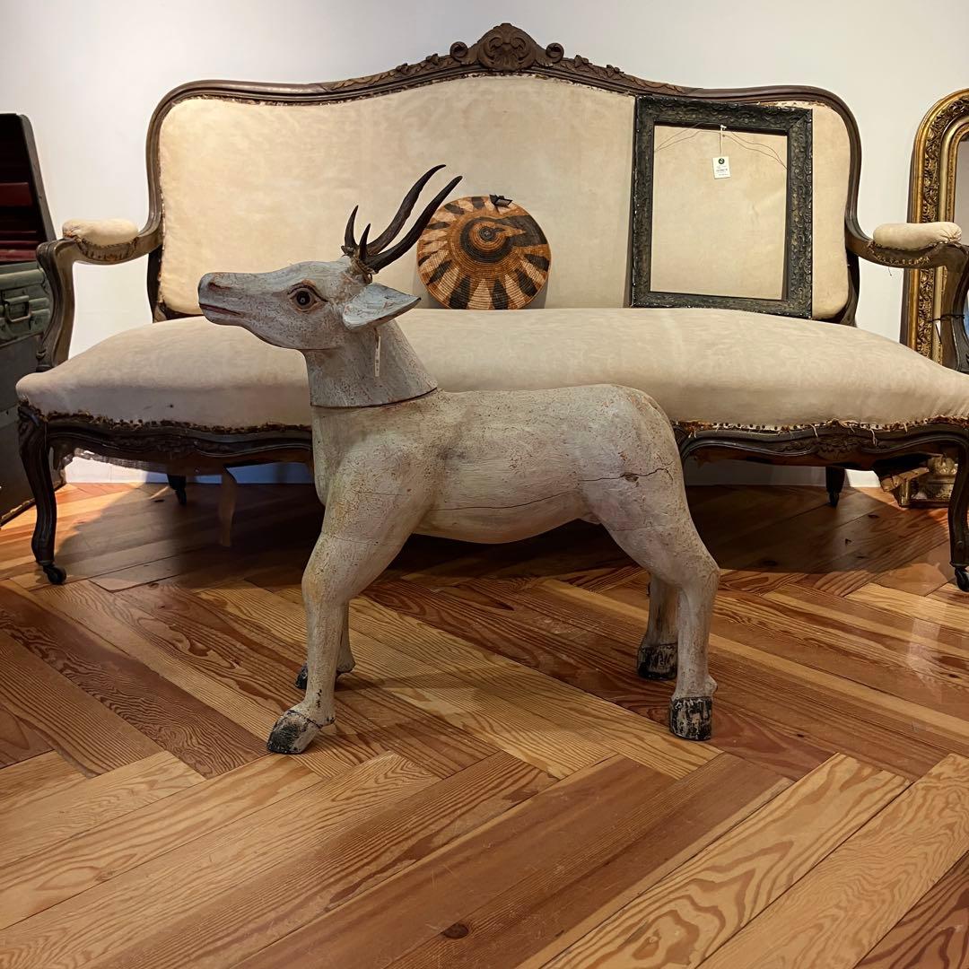 アンティークディア　白鹿　トナカイオブジェ