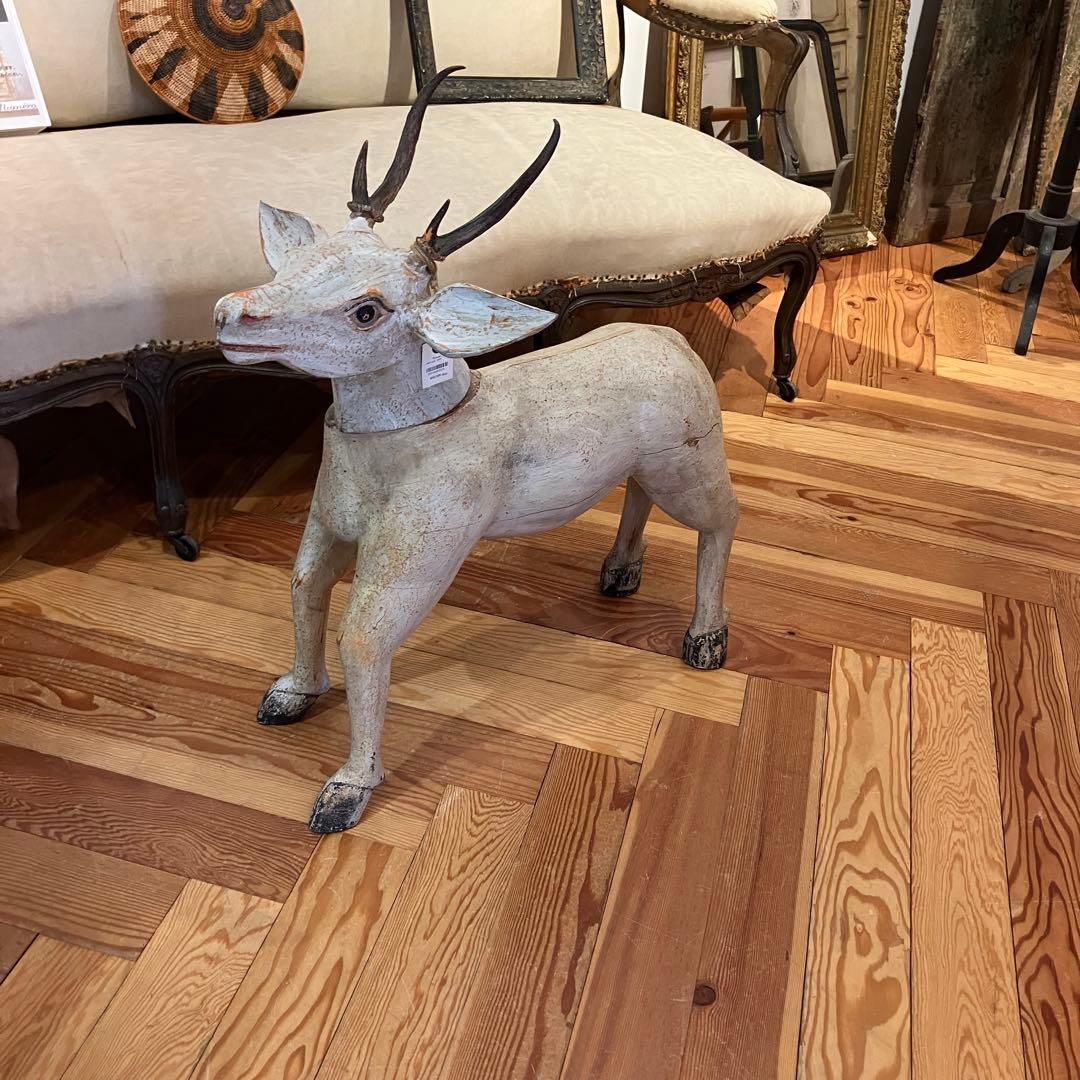 アンティークディア　白鹿　トナカイオブジェ