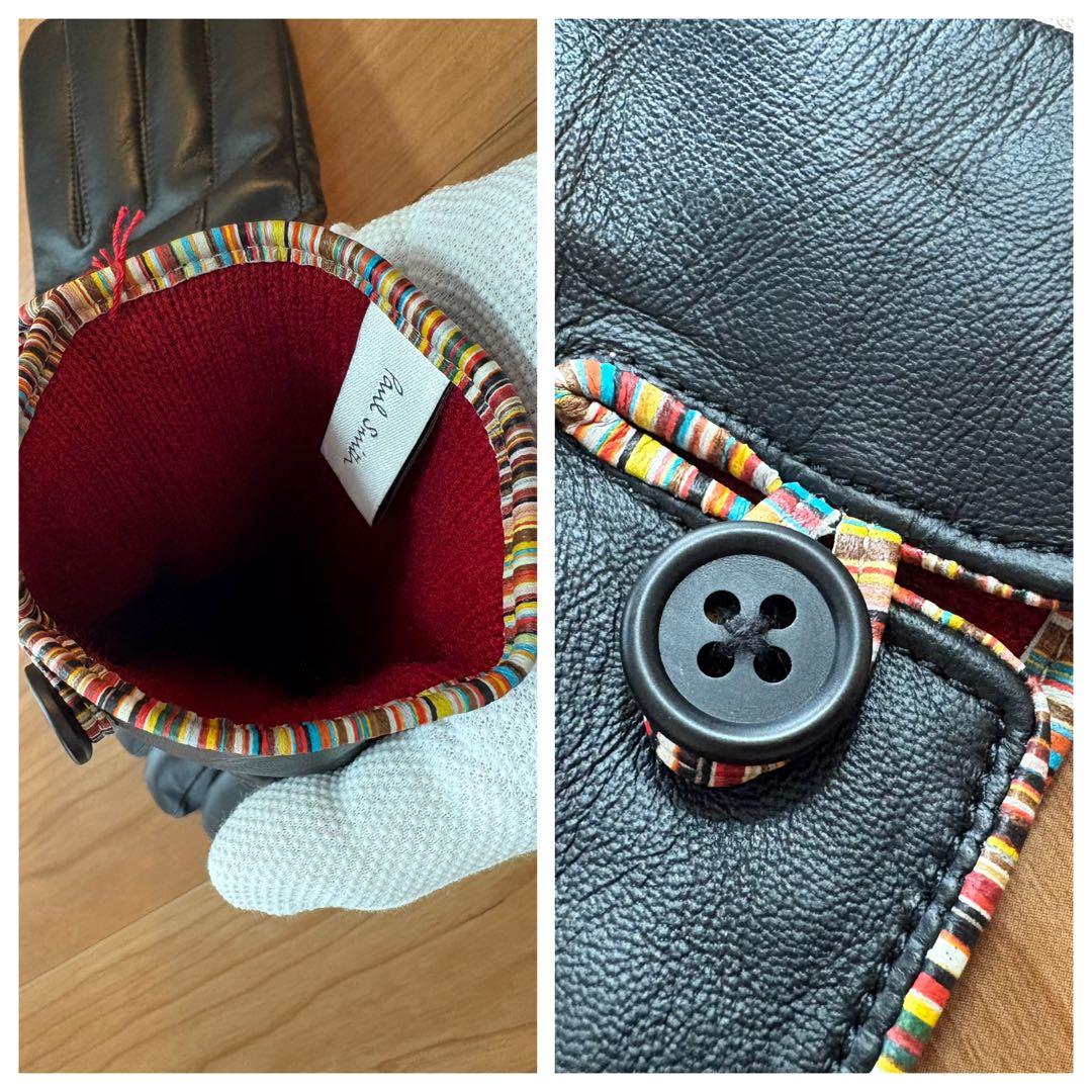 【4.4万円!未使用新品】PaulSmith 本羊革×カシミア レザーグローブ黒