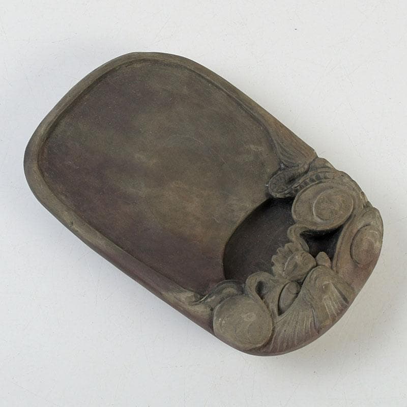 中国　書道具　雲龍彫　端渓硯　C　9401