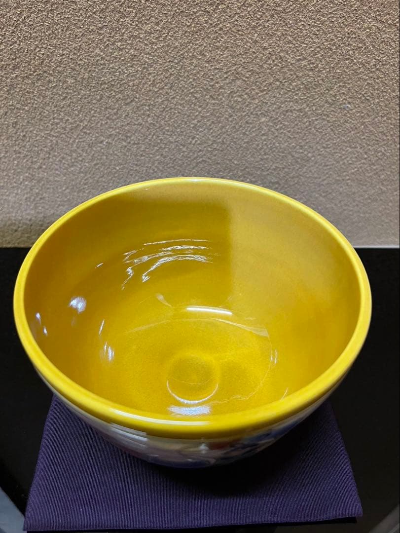 京焼　中村翠嵐　古代黄交趾　天女　茶碗　共箱