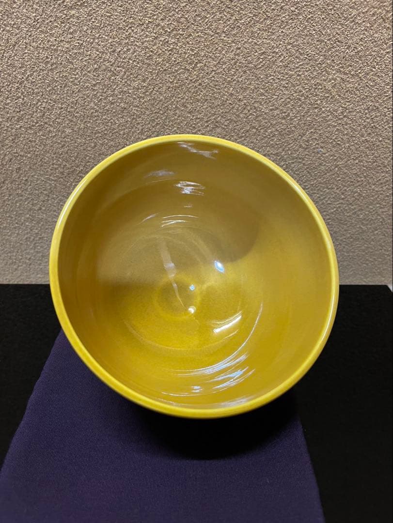 京焼　中村翠嵐　古代黄交趾　天女　茶碗　共箱