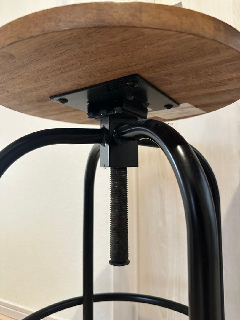 カウンター スツール 高さ調整可能 ウッド アイアン