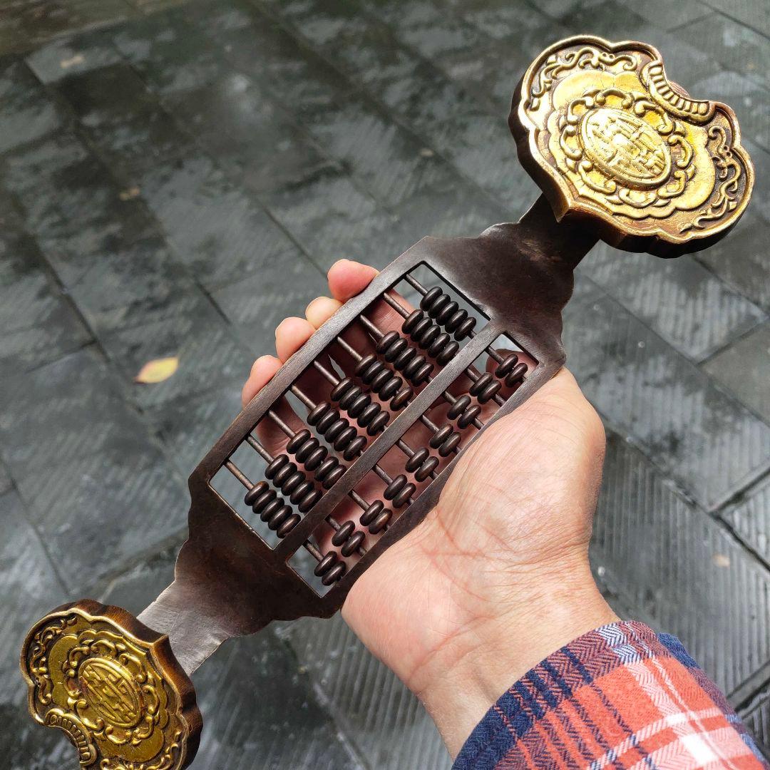 紫銅のめでたいそろばんです 装飾品 工芸品美術品 置物