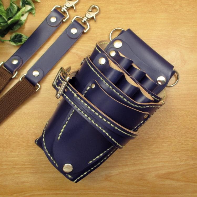 ネイビー　６丁差し　本革　シザーケース　SCA-150/CNA