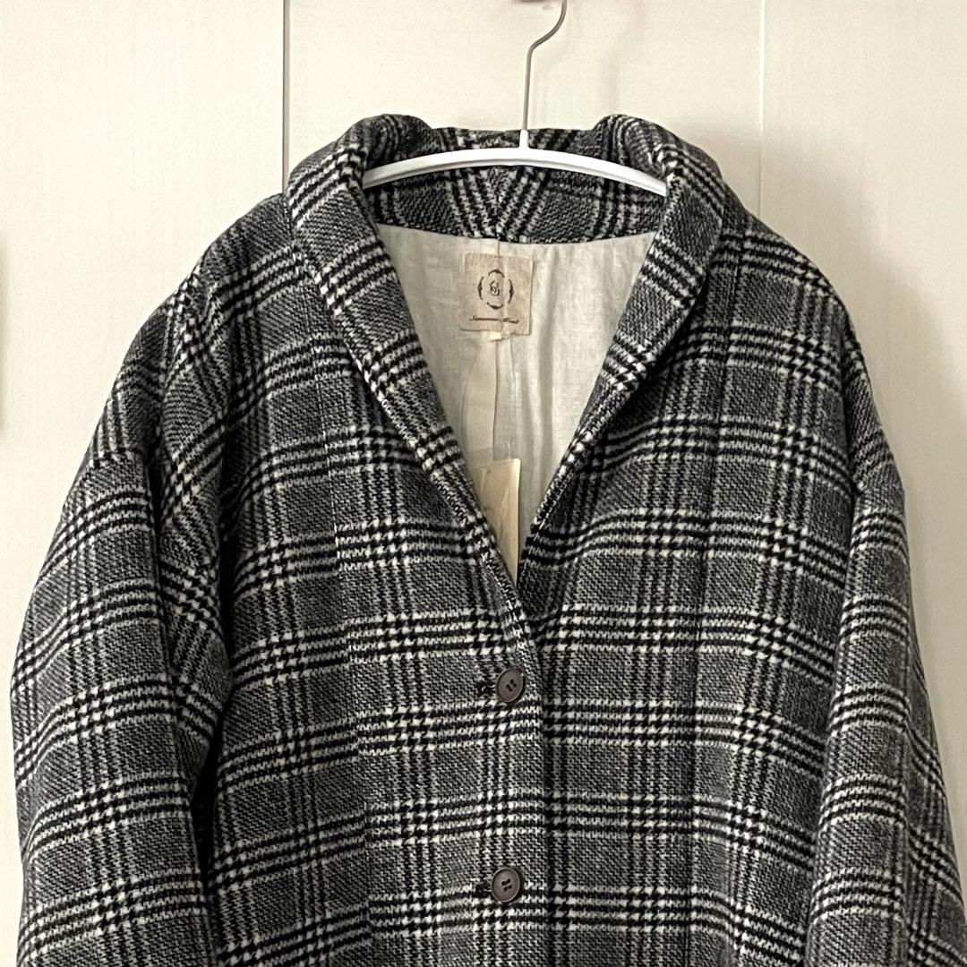 ＊Samansa Mos2＊ 黒と白のチェック柄 チェスターコート