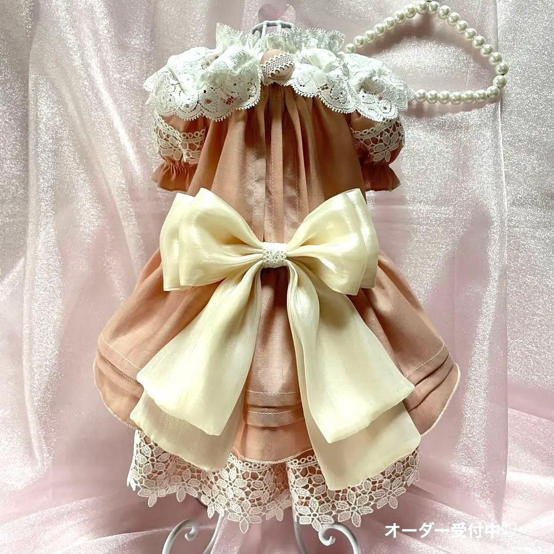 ナチュラル＆クラシカル　ペチコートワンピつけ襟付き　新色登場♡　犬服ハンドメイド
