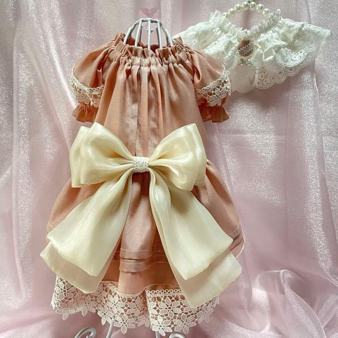 ナチュラル＆クラシカル　ペチコートワンピつけ襟付き　新色登場♡　犬服ハンドメイド