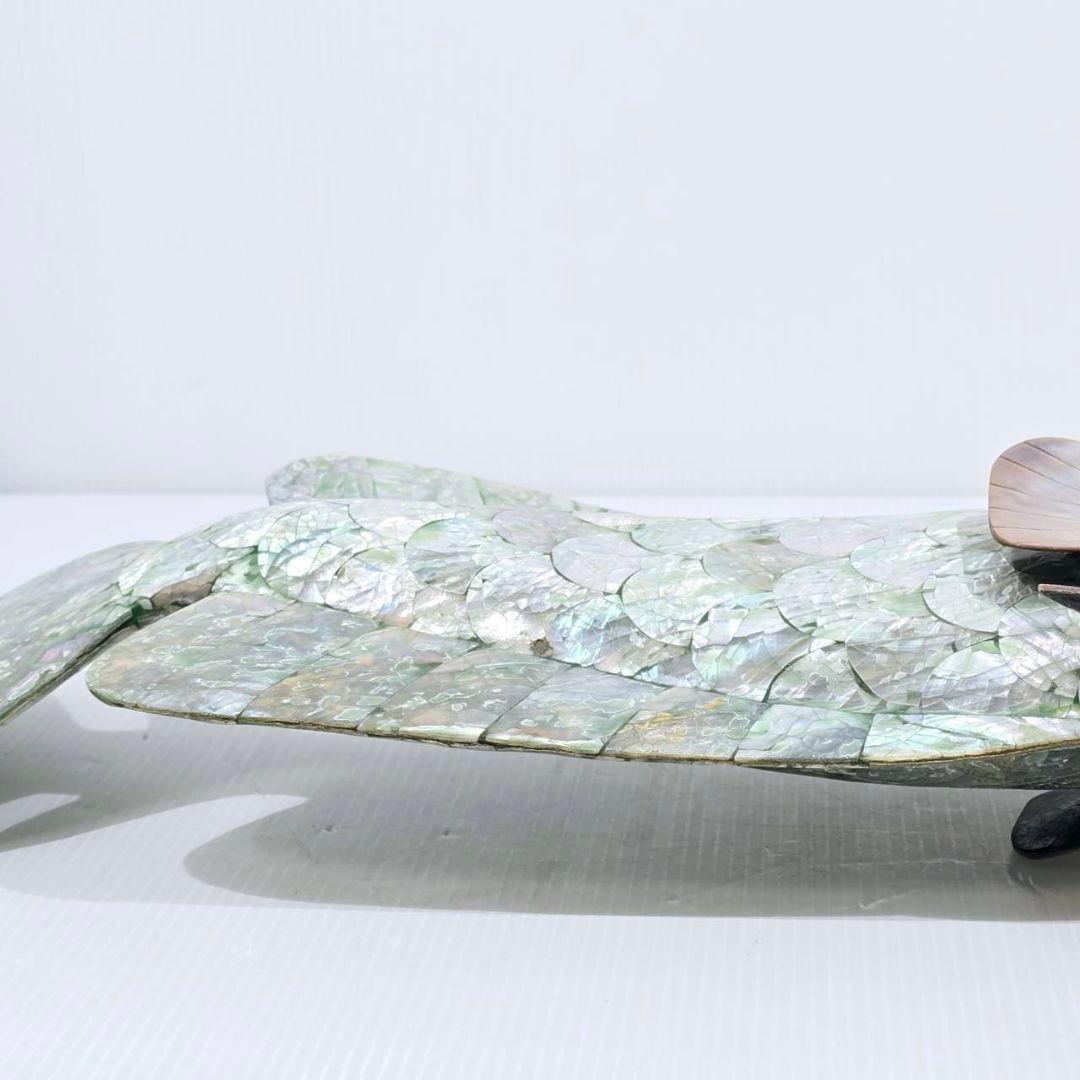 ヴィンテージ アワビ パウア貝 魚の細工 孔雀貝 オブジェ 42cm 希少