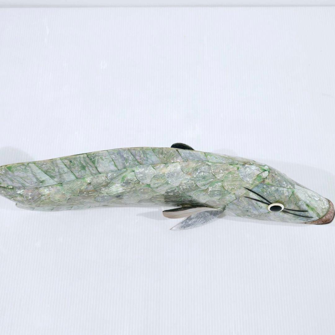 ヴィンテージ アワビ パウア貝 魚の細工 孔雀貝 オブジェ 42cm 希少